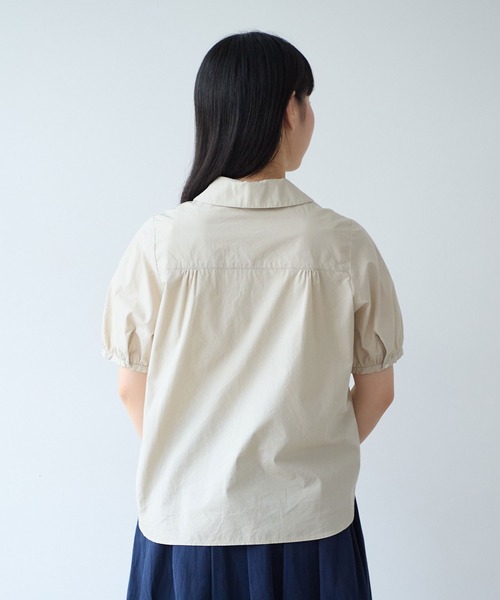 bulle de savon(ビュルデサボン)の「オーガニックコットン 60/1 タイプライター丸衿ブラウス(シャツ/ブラウス・レディース・ホワイト/ベージュ/サックスブルー・FREE)」の22枚目の写真