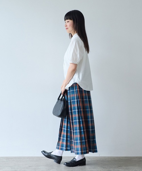 bulle de savon(ビュルデサボン)の「オーガニックコットン 60/1 タイプライター丸衿ブラウス(シャツ/ブラウス・レディース・ホワイト/ベージュ/サックスブルー・FREE)」の10枚目の写真