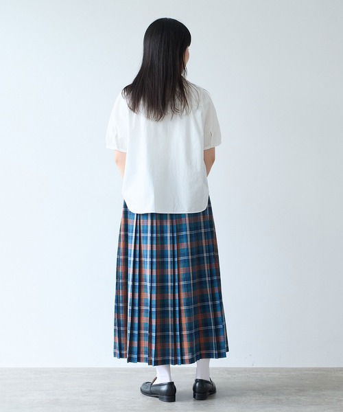 bulle de savon(ビュルデサボン)の「オーガニックコットン 60/1 タイプライター丸衿ブラウス(シャツ/ブラウス・レディース・ホワイト/ベージュ/サックスブルー・FREE)」の11枚目の写真