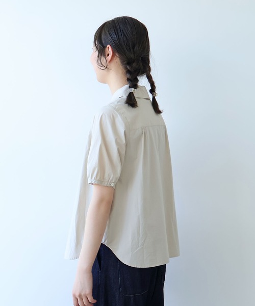 bulle de savon(ビュルデサボン)の「オーガニックコットン 60/1 タイプライター丸衿ブラウス(シャツ/ブラウス・レディース・ホワイト/ベージュ/サックスブルー・FREE)」の14枚目の写真