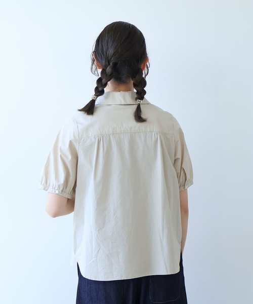 bulle de savon(ビュルデサボン)の「オーガニックコットン 60/1 タイプライター丸衿ブラウス(シャツ/ブラウス・レディース・ホワイト/ベージュ/サックスブルー・FREE)」の15枚目の写真