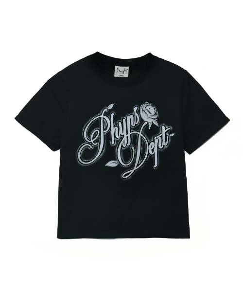 PHYSICAL DEPARTMENT（フィジカル デパートメント）の「ウィメンズローズタイポ半袖Tシャツ_ブラック（Tシャツ/カットソー・レディース・その他・SMALL/MEDIUM）」の2枚目の写真