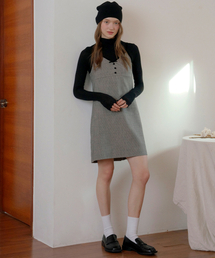 LETTERA（レッテラ）の「Velvet Ribbon Checked Dress_Black Check（ワンピース）」