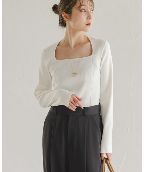 Noble（ノーブル）の「デコルテニット（ニット/セーター・レディース・ブラック/ピンク/ホワイト・FREE）」の14枚目の写真