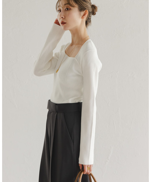 Noble（ノーブル）の「デコルテニット（ニット/セーター・レディース・ブラック/ピンク/ホワイト・FREE）」の15枚目の写真