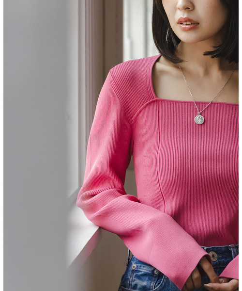 Noble（ノーブル）の「デコルテニット（ニット/セーター・レディース・ブラック/ピンク/ホワイト・FREE）」の20枚目の写真