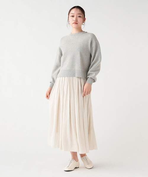 BEAMS HEART（ビームスハート）の「ハイネック プルオーバー セット スカート 26SS（セットアイテム）（ワンピース・レディース・ネイビー/グリーン/グレー/オフホワイト・FREE）」の3枚目の写真