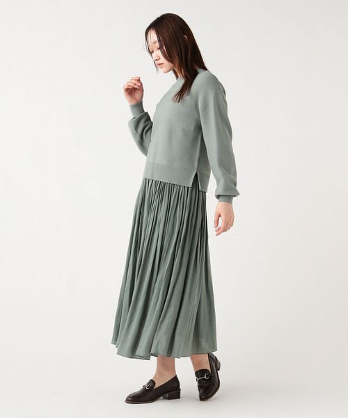 BEAMS HEART（ビームスハート）の「ハイネック プルオーバー セット スカート 26SS（セットアイテム）（ワンピース・レディース・ネイビー/グリーン/グレー/オフホワイト・FREE）」の4枚目の写真