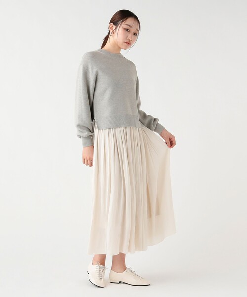 BEAMS HEART（ビームスハート）の「ハイネック プルオーバー セット スカート 26SS（セットアイテム）（ワンピース・レディース・ネイビー/グリーン/グレー/オフホワイト・FREE）」の8枚目の写真