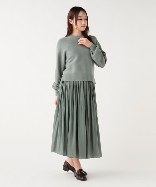 BEAMS HEART（ビームスハート）の「ハイネック プルオーバー セット スカート 26SS（セットアイテム）（ワンピース・レディース・ネイビー/グリーン/グレー/オフホワイト・FREE）」の9枚目の写真