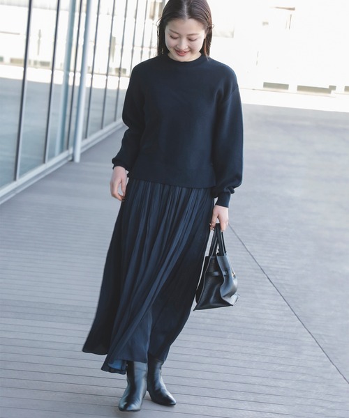 BEAMS HEART（ビームスハート）の「ハイネック プルオーバー セット スカート 26SS（セットアイテム）（ワンピース・レディース・ネイビー/グリーン/グレー/オフホワイト・FREE）」の6枚目の写真