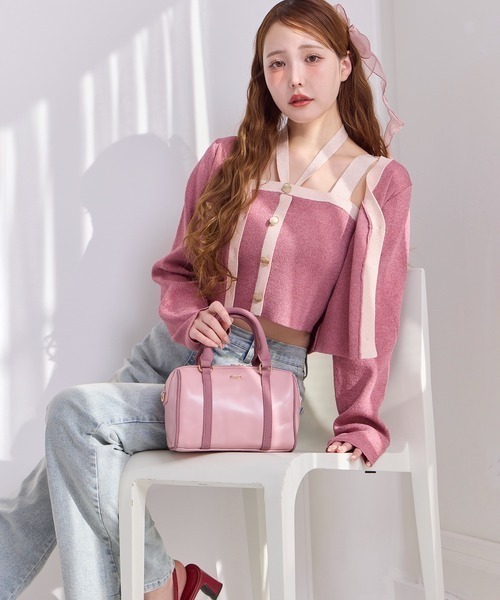 one after another NICE CLAUP（ワンアフターアナザーナイスクラップ）の「【ZOZO限定】配色ニットカーディガン/セットで着られるビスチェあり（カーディガン/ボレロ・レディース・オフホワイト/ピンク系その他/サックスブルー/ネイビー/ピンク・FREE）」の16枚目の写真