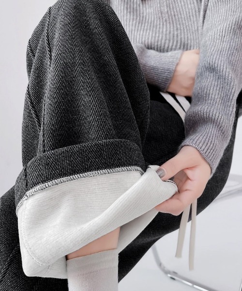 Miniministore(ミニミニストア)の「ヘリンボーン柄ワイドパンツレディース美脚(デニムパンツ・レディース・ブラウン系3/ベージュ系2/グレー系1/ブラウン系4/ベージュ系1/ブラウン系1/グレー系2/グレー系4/ブラウン系2/グレー系3・FREE)」の3枚目の写真