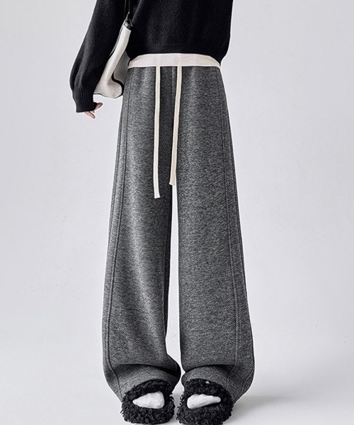 Miniministore(ミニミニストア)の「ヘリンボーン柄ワイドパンツレディース美脚(デニムパンツ・レディース・ブラウン系3/ベージュ系2/グレー系1/ブラウン系4/ベージュ系1/ブラウン系1/グレー系2/グレー系4/ブラウン系2/グレー系3・FREE)」の4枚目の写真