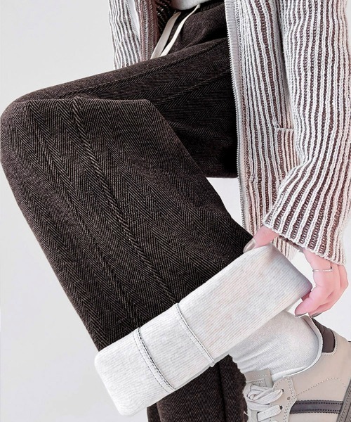 Miniministore(ミニミニストア)の「ヘリンボーン柄ワイドパンツレディース美脚(デニムパンツ・レディース・ブラウン系3/ベージュ系2/グレー系1/ブラウン系4/ベージュ系1/ブラウン系1/グレー系2/グレー系4/ブラウン系2/グレー系3・FREE)」の12枚目の写真