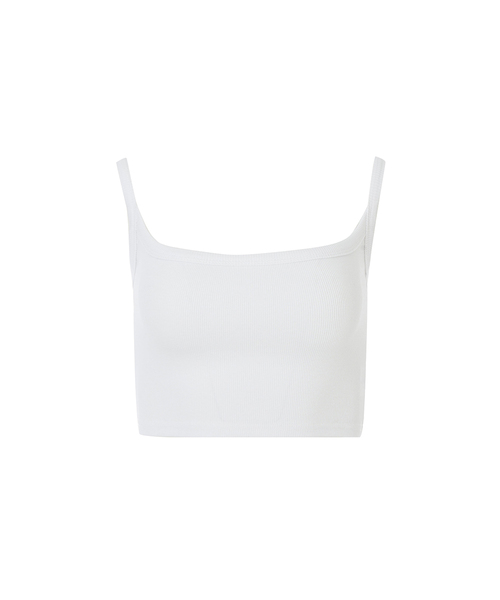 A.R.U(エイアールユー)の「CROP RIB SLEEVELESS(Tシャツ/カットソー・レディース・ホワイト/ブラック/ネイビー/ミックスグレー/Beige/PINK・SMALL/MEDIUM)」の2枚目の写真