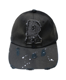 RUNDS（ランディエス）の「Sun Bleach Denim Logo Ball Cap (Washed Black)（キャップ）」