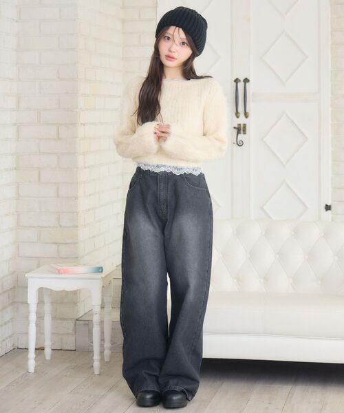 ems excite（エムズエキサイト）の「ヴィンテージデニムPT（デニムパンツ・レディース・ブラック/ブルー・FREE）」の3枚目の写真