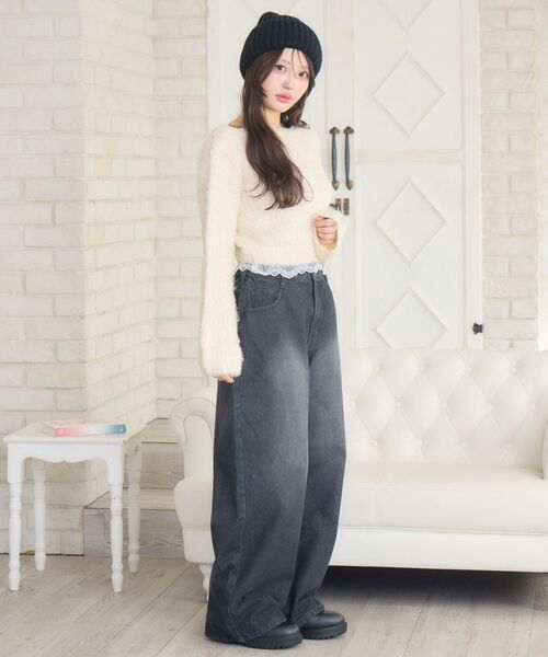 ems excite（エムズエキサイト）の「ヴィンテージデニムPT（デニムパンツ・レディース・ブラック/ブルー・FREE）」の4枚目の写真