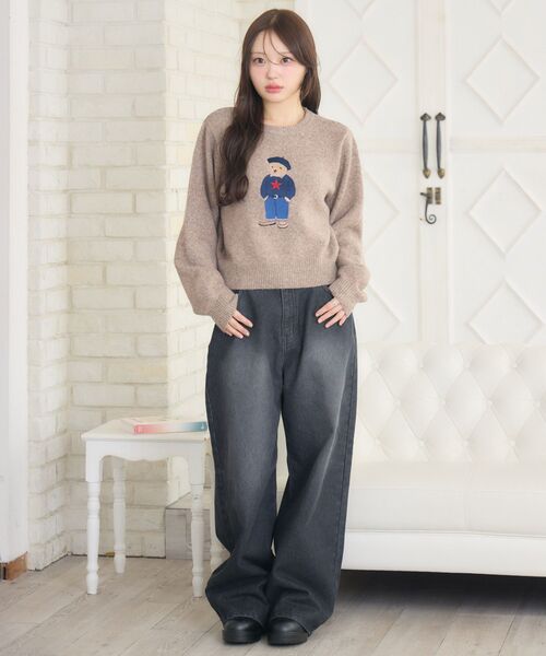 ems excite（エムズエキサイト）の「ヴィンテージデニムPT（デニムパンツ・レディース・ブラック/ブルー・FREE）」の7枚目の写真