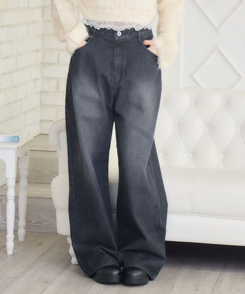 ems excite（エムズエキサイト）の「ヴィンテージデニムPT（デニムパンツ・レディース・ブラック/ブルー・FREE）」の9枚目の写真