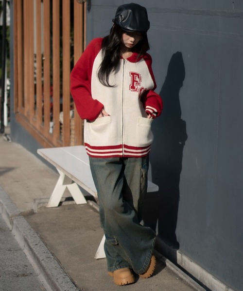 WEGO(ウィゴー)の「WEGO/グラフィックZIPニットブルゾン(ブルゾン・メンズ・ブラック系その他/レッド系その他・MEDIUM/LARGE)」の6枚目の写真