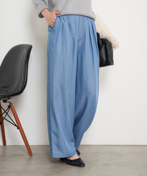 Jena espace merveilleux（ジェナ　エスパスメルヴェイユ）の「【やわらぐシルエット/きれい見え】テンセルタックワイドパンツ（その他パンツ・レディース・グレー/ブルー/ブルー系その他・FREE）」の3枚目の写真