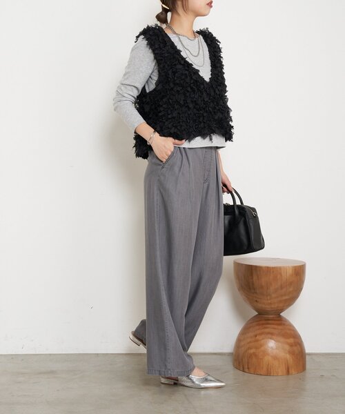 Jena espace merveilleux（ジェナ　エスパスメルヴェイユ）の「【やわらぐシルエット/きれい見え】テンセルタックワイドパンツ（その他パンツ・レディース・グレー/ブルー/ブルー系その他・FREE）」の5枚目の写真