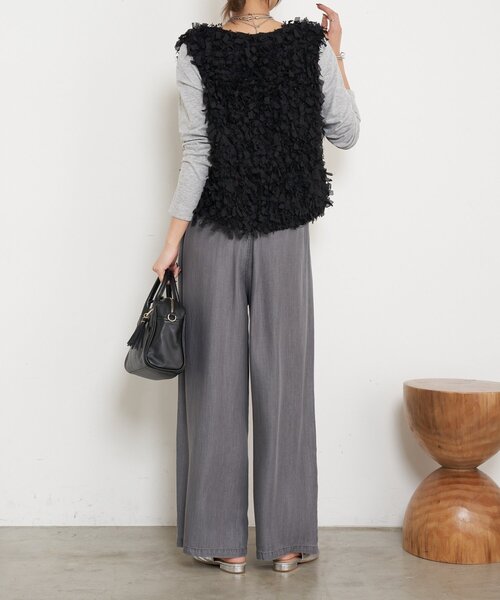 Jena espace merveilleux（ジェナ　エスパスメルヴェイユ）の「【やわらぐシルエット/きれい見え】テンセルタックワイドパンツ（その他パンツ・レディース・グレー/ブルー/ブルー系その他・FREE）」の6枚目の写真