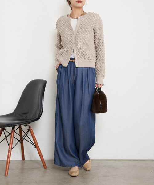 Jena espace merveilleux（ジェナ　エスパスメルヴェイユ）の「【やわらぐシルエット/きれい見え】テンセルタックワイドパンツ（その他パンツ・レディース・グレー/ブルー/ブルー系その他・FREE）」の14枚目の写真