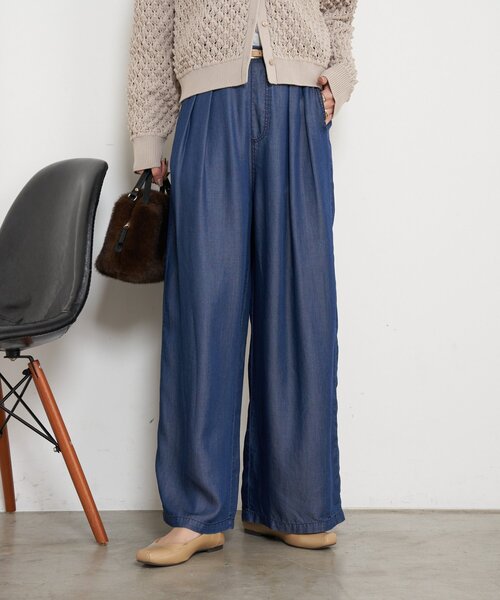 Jena espace merveilleux（ジェナ　エスパスメルヴェイユ）の「【やわらぐシルエット/きれい見え】テンセルタックワイドパンツ（その他パンツ・レディース・グレー/ブルー/ブルー系その他・FREE）」の15枚目の写真