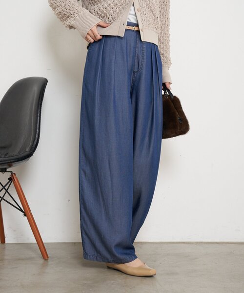 Jena espace merveilleux（ジェナ　エスパスメルヴェイユ）の「【やわらぐシルエット/きれい見え】テンセルタックワイドパンツ（その他パンツ・レディース・グレー/ブルー/ブルー系その他・FREE）」の16枚目の写真