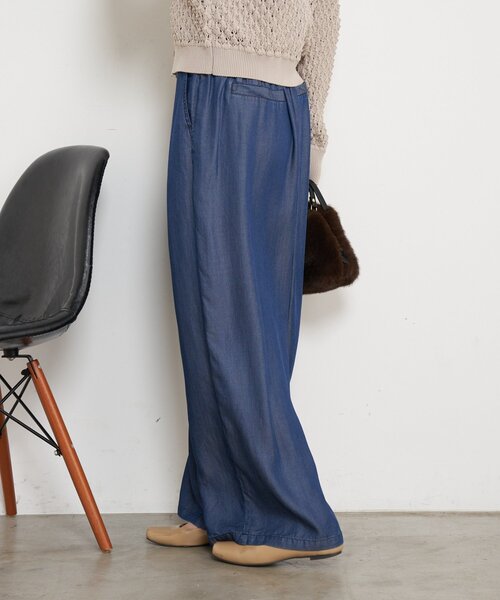 Jena espace merveilleux（ジェナ　エスパスメルヴェイユ）の「【やわらぐシルエット/きれい見え】テンセルタックワイドパンツ（その他パンツ・レディース・グレー/ブルー/ブルー系その他・FREE）」の18枚目の写真