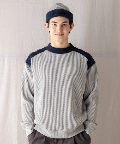 Jackman（ジャックマン）の「Waffle Midneck（ニット/セーター・メンズ・アイボリー/ブラック/クリアブルー/グレー系その他/ネイビー/ダークグレー/ブルー系その他/モカ・MEDIUM/LARGE/X-LARGE/SMALL）」の4枚目の写真