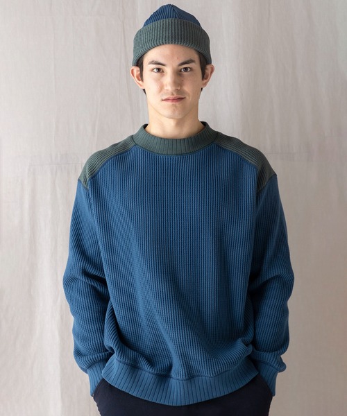 Jackman（ジャックマン）の「Waffle Midneck（ニット/セーター・メンズ・アイボリー/ブラック/クリアブルー/グレー系その他/ネイビー/ダークグレー/ブルー系その他/モカ・MEDIUM/LARGE/X-LARGE/SMALL）」の8枚目の写真