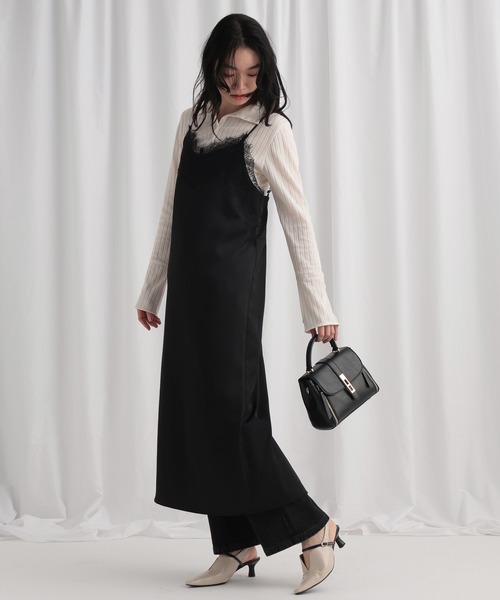mysty woman(ミスティウーマン)の「レースサテンキャミワンピース 644641(ワンピース・レディース・アイボリー/ブラック/ブラウン・FREE)」の16枚目の写真