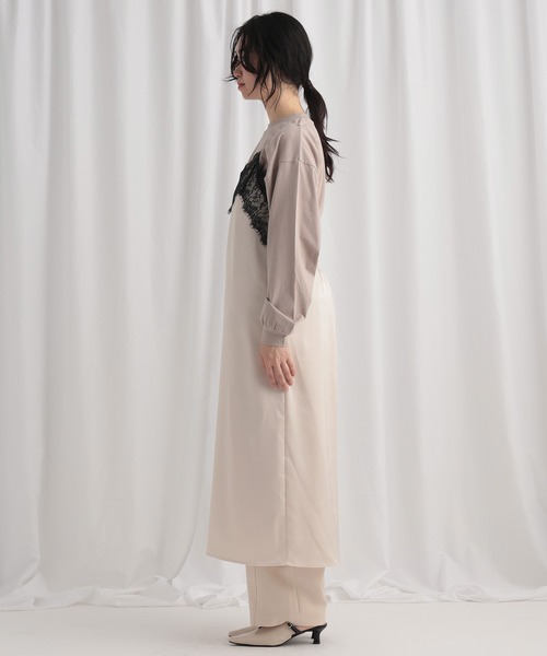 mysty woman(ミスティウーマン)の「レースサテンキャミワンピース 644641(ワンピース・レディース・アイボリー/ブラック/ブラウン・FREE)」の9枚目の写真