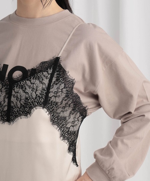 mysty woman(ミスティウーマン)の「レースサテンキャミワンピース 644641(ワンピース・レディース・アイボリー/ブラック/ブラウン・FREE)」の13枚目の写真