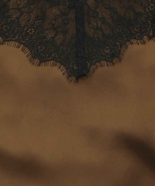 mysty woman(ミスティウーマン)の「レースサテンキャミワンピース 644641(ワンピース・レディース・アイボリー/ブラック/ブラウン・FREE)」の7枚目の写真