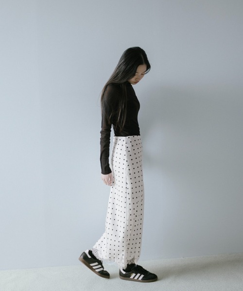 duei（デュイ）の「サテン裾レースドットスカート（スカート・レディース・ブラック/ホワイト・FREE）」の3枚目の写真