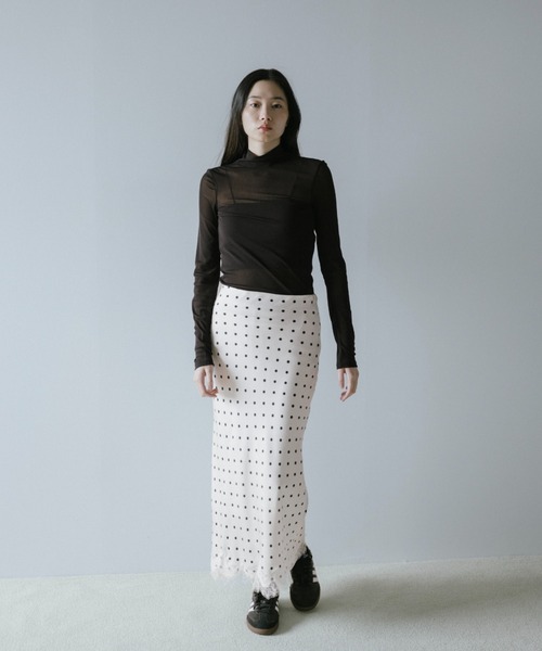 duei（デュイ）の「サテン裾レースドットスカート（スカート・レディース・ブラック/ホワイト・FREE）」の5枚目の写真