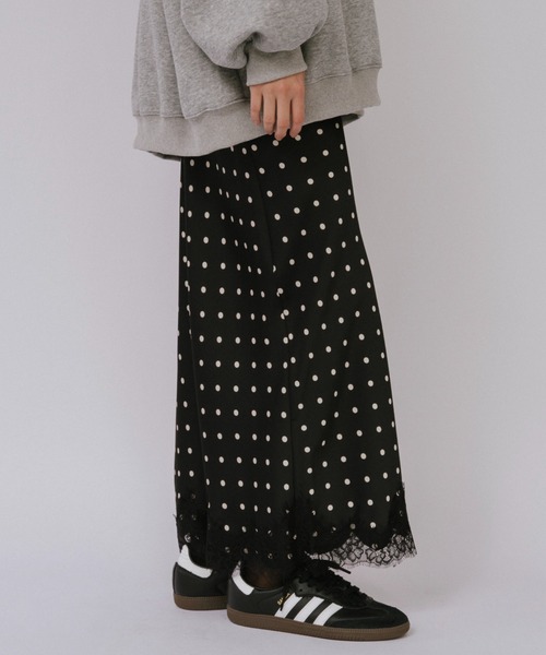 duei（デュイ）の「サテン裾レースドットスカート（スカート・レディース・ブラック/ホワイト・FREE）」の11枚目の写真
