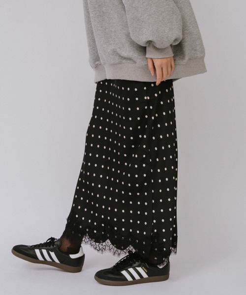 duei（デュイ）の「サテン裾レースドットスカート（スカート・レディース・ブラック/ホワイト・FREE）」の9枚目の写真