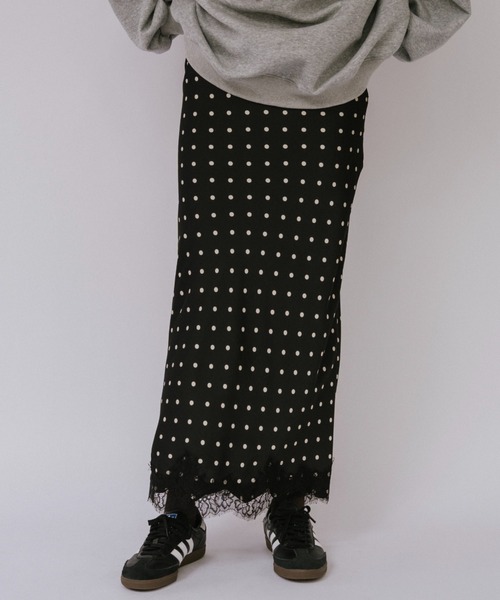 duei（デュイ）の「サテン裾レースドットスカート（スカート・レディース・ブラック/ホワイト・FREE）」の10枚目の写真