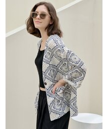 Paisley Robe Cadigan Jacket - NAVY