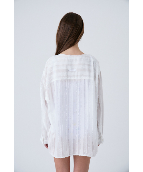 MAGNET ARCHIVE（マグネット アーカイブ）の「Fringe Stripe Shirt (White)（シャツ/ブラウス・レディース・その他・FREE）」の5枚目の写真