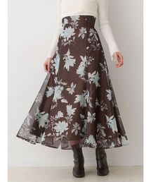 MERCURYDUO | 花柄バックレースアップフレアスカート(スカート)