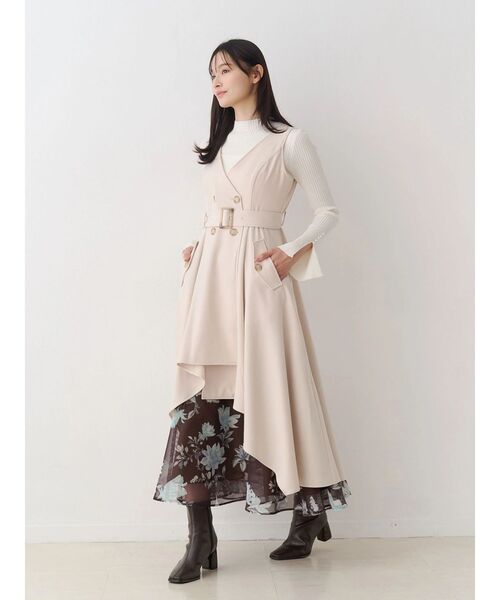 MERCURYDUO（マーキュリーデュオ）の「花柄バックレースアップフレアスカート（スカート・レディース・ブラウン/ミント/オフホワイト・SMALL/MEDIUM）」の9枚目の写真