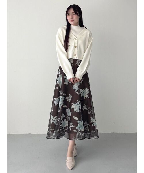 MERCURYDUO（マーキュリーデュオ）の「花柄バックレースアップフレアスカート（スカート・レディース・ブラウン/ミント/オフホワイト・SMALL/MEDIUM）」の16枚目の写真