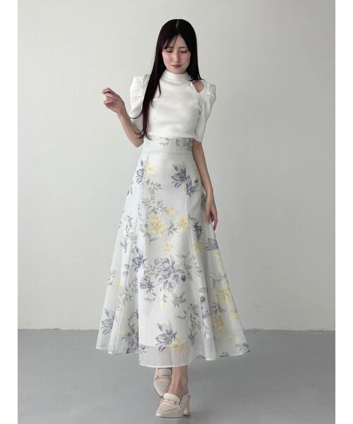 MERCURYDUO（マーキュリーデュオ）の「花柄バックレースアップフレアスカート（スカート・レディース・ブラウン/ミント/オフホワイト・SMALL/MEDIUM）」の21枚目の写真